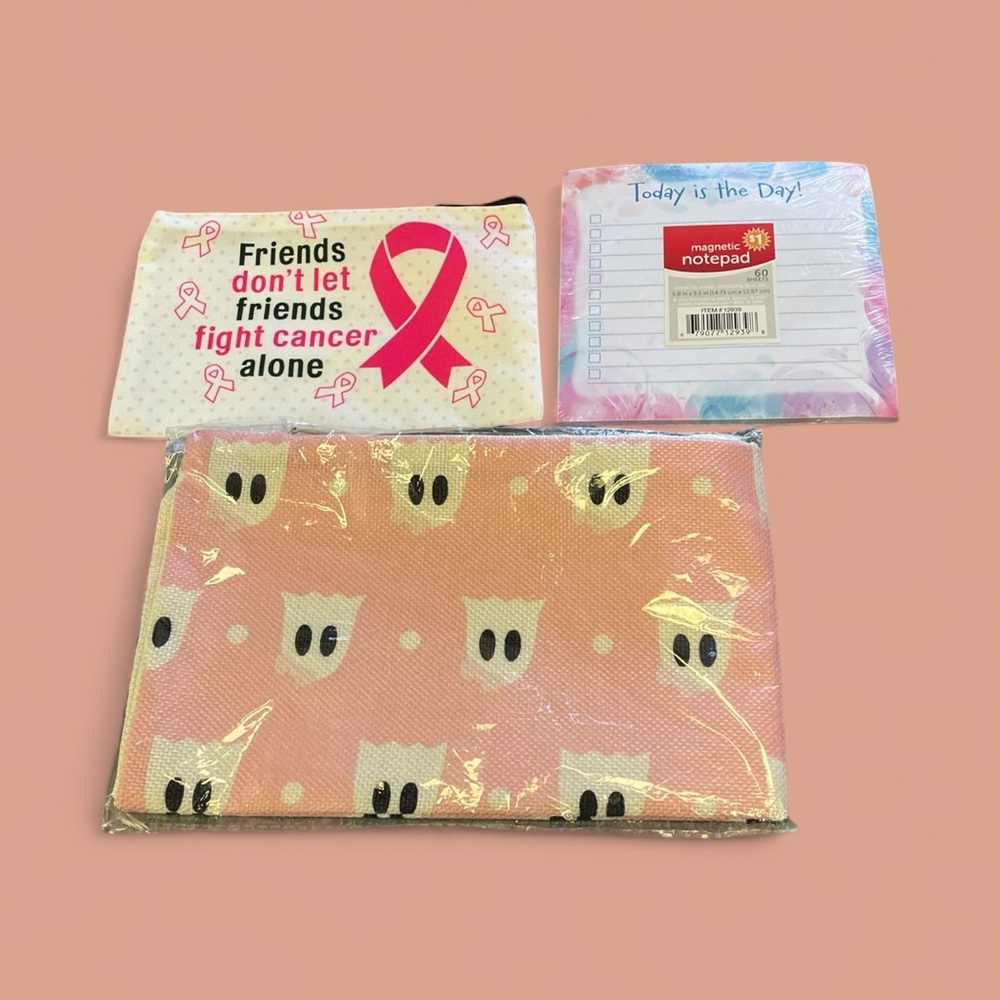 Pink Awareness Pouch and Notepad Set free with purchase